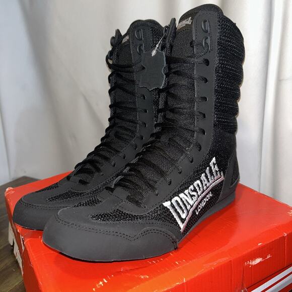 Lonsdale Contender High Black Boxing Cutting Boots Men's Size 8US 7UK EU41 NWT - Picture 1 of 12